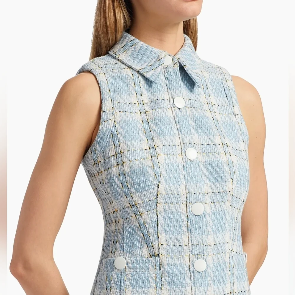💙🔹️Toccin 🔹️sophia Plaid Tweed Button Front Mini  Dress - Picture 4 of 8